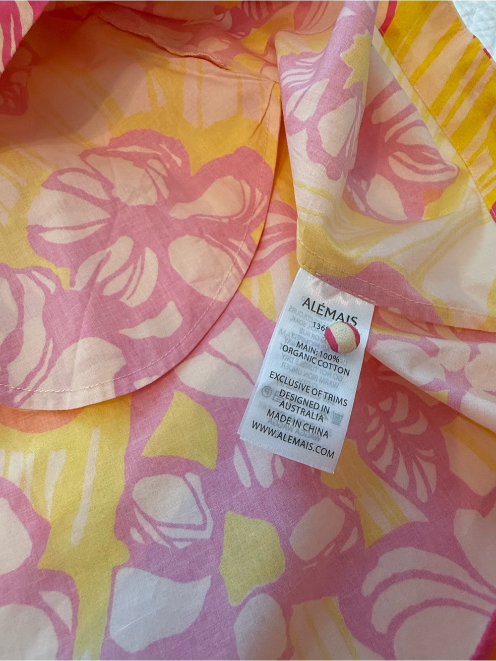 Alemais Pink & Yellow Floral Cotton Mini Dress with Belt - AU12/US8 - Picture 11 of 13